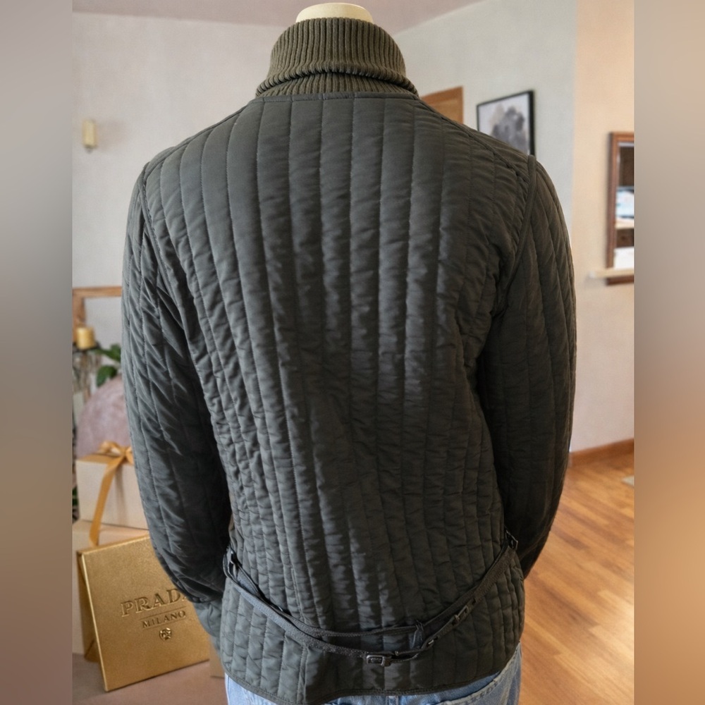 πHPπ PRADA Olive Green Quilted Double Zip Nylon Jacket - Picture 4 of 16